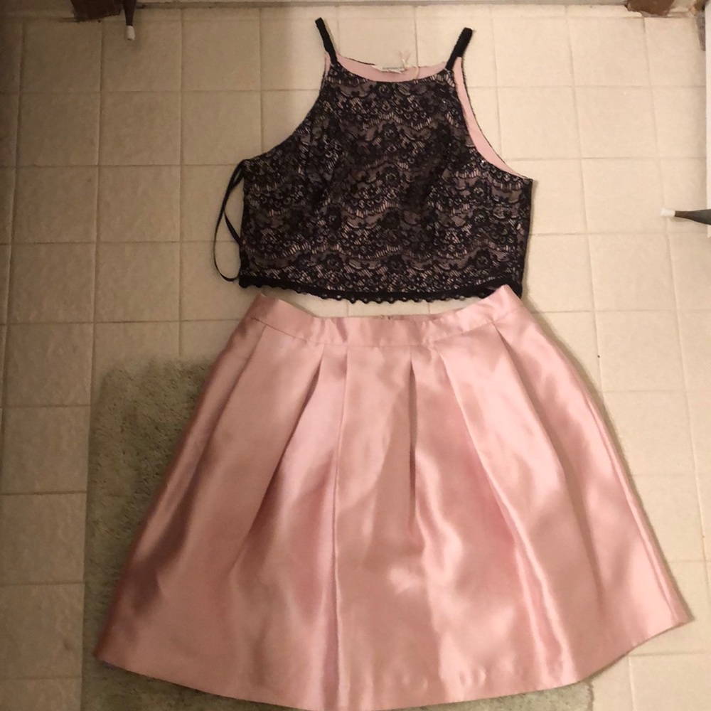 Pink skirt with crop top set